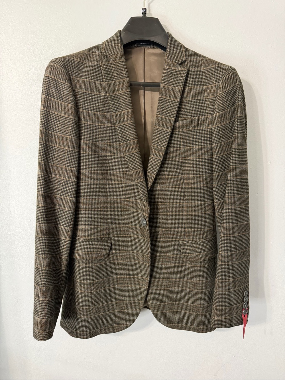 NWT JF J. Ferrar Brown Plaid Slim Fit Suit Sport Coat Blazer Jacket 36R